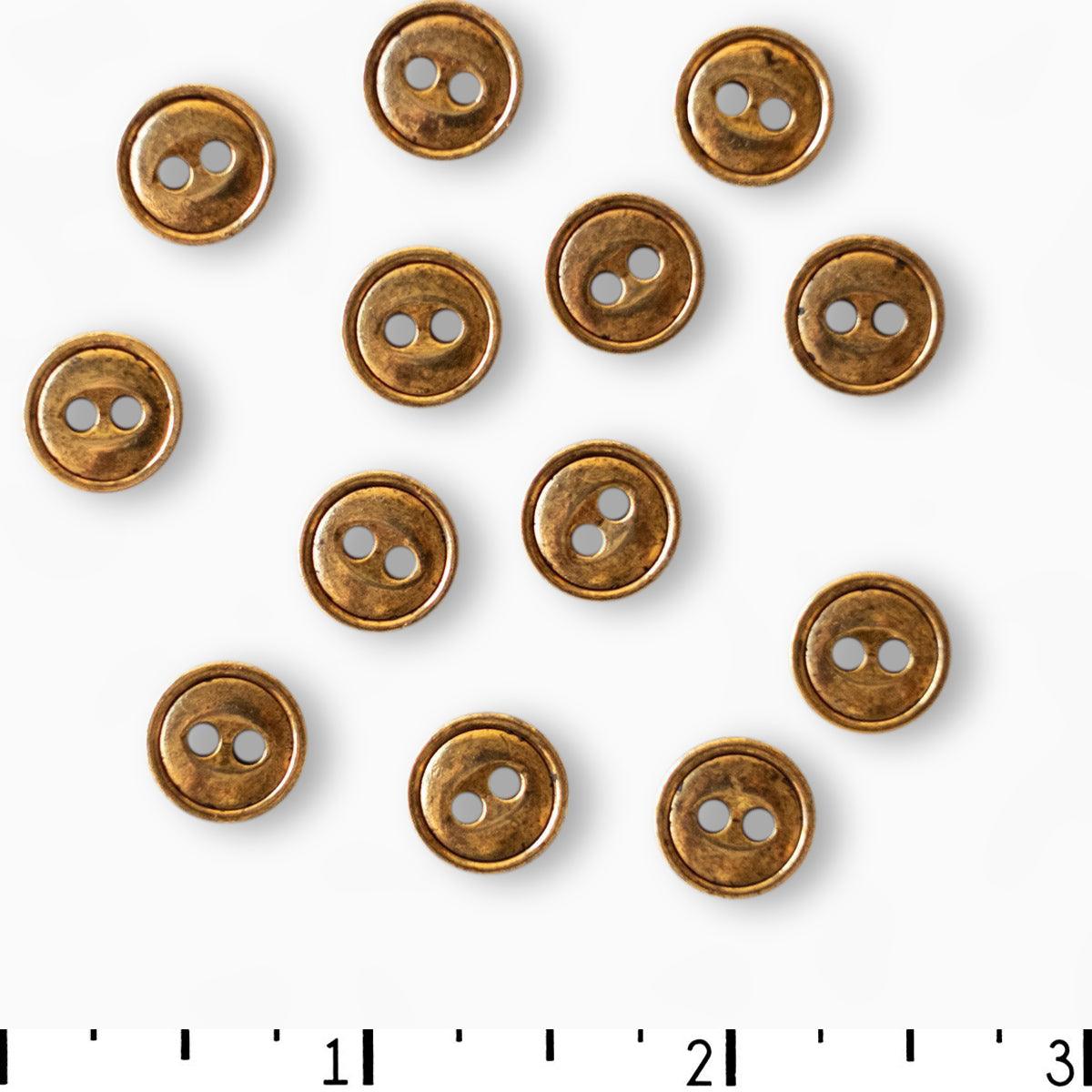 Antique Gold 2 Hole Metal Button – Fancy Tiger Crafts Co-op