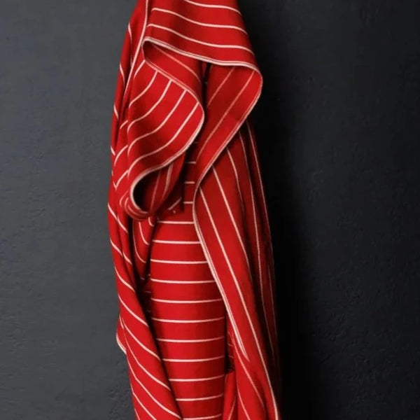 Red Stripe Handloom Twill Indian Cotton