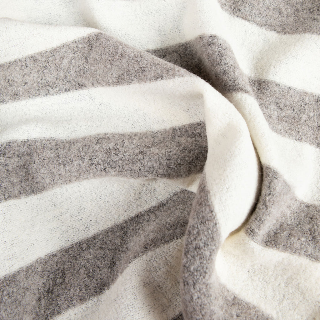 Wool Boucle Grey & White Stripe