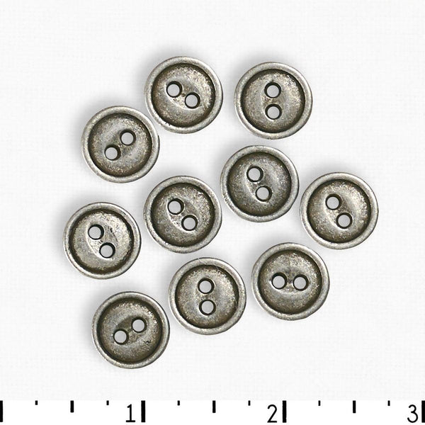 Dill Buttons Antique Tin 2 Hole Button 11mm 15mm - Antique Tin 2 Hole Button 11mm 15mm - undefined Fancy Tiger Crafts Co-op