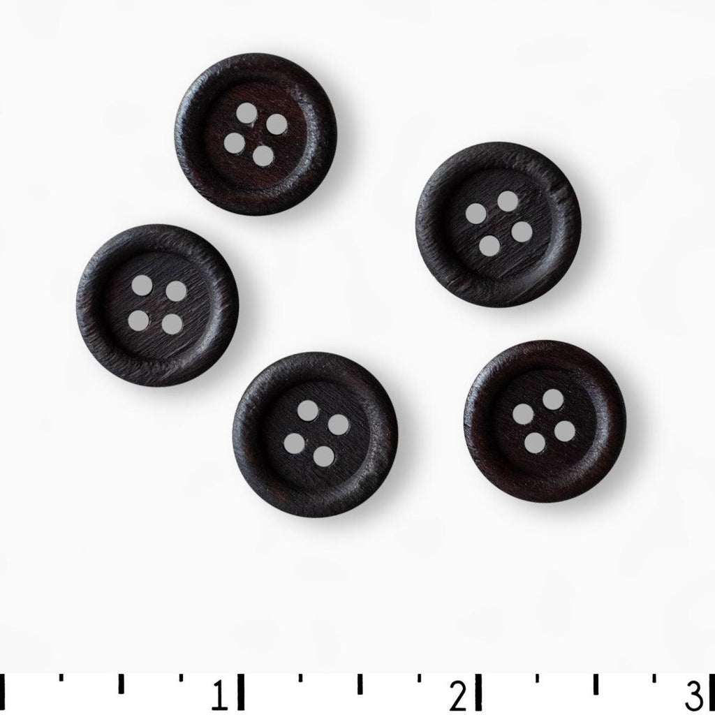 Dill Buttons Rimmed Wood 4-Hole Button 18mm - Rimmed Wood 4-Hole Button 18mm - undefined Fancy Tiger Crafts Co-op