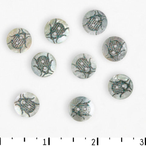 Textile Garden 2 Hole Beetle Button 14mm - 2 Hole Beetle Button 14mm - undefined Fancy Tiger Crafts Co-op