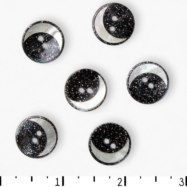 Textile Garden Crescent Moon Button 18mm - Crescent Moon Button 18mm - undefined Fancy Tiger Crafts Co-op