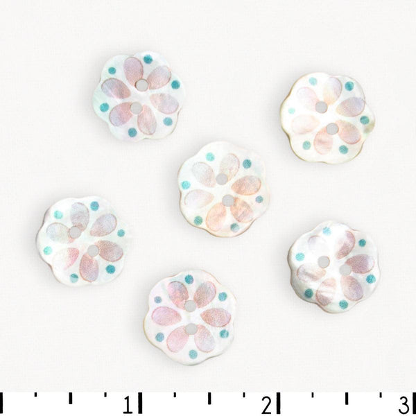 Textile Garden Flower Shell Button 17mm - Flower Shell Button 17mm - undefined Fancy Tiger Crafts Co-op