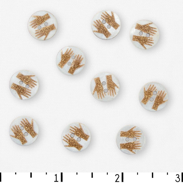 Textile Garden Glitter Hands Button 12mm - Glitter Hands Button 12mm - undefined Fancy Tiger Crafts Co-op