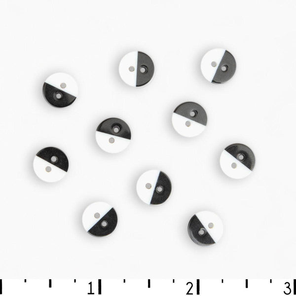 Textile Garden Glossy Black and White Button 10mm - Glossy Black and White Button 10mm - undefined Fancy Tiger Crafts Co-op