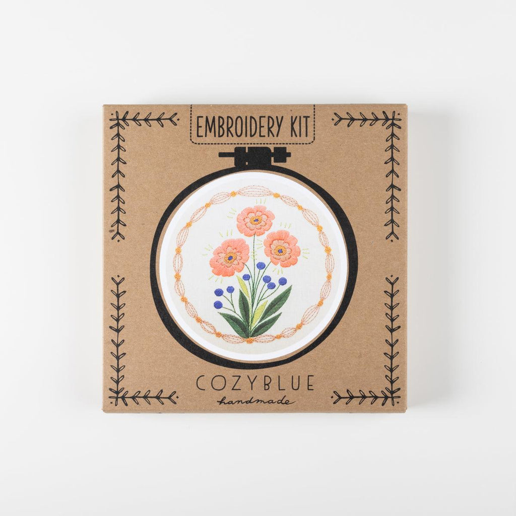 Cozy Blue True Bloom Embroidery Kit - True Bloom Embroidery Kit - undefined Fancy Tiger Crafts Co-op